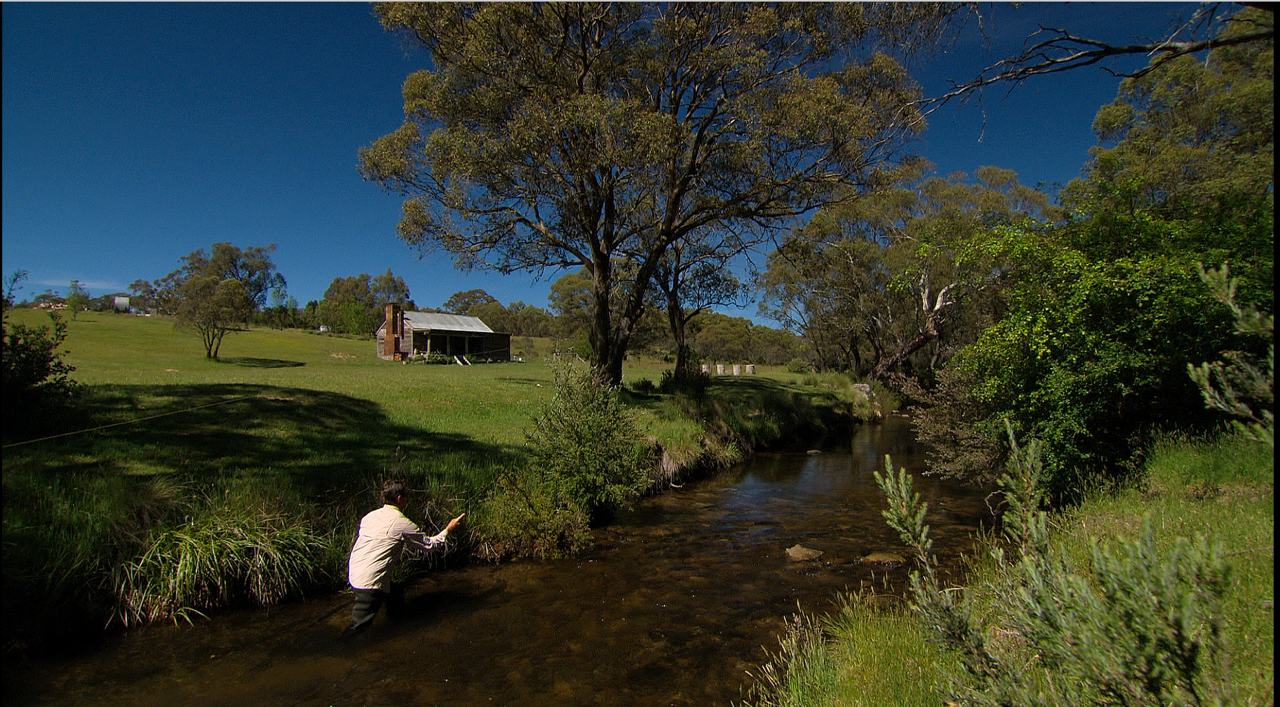 Moonbah Hut fly fishing below River Hut