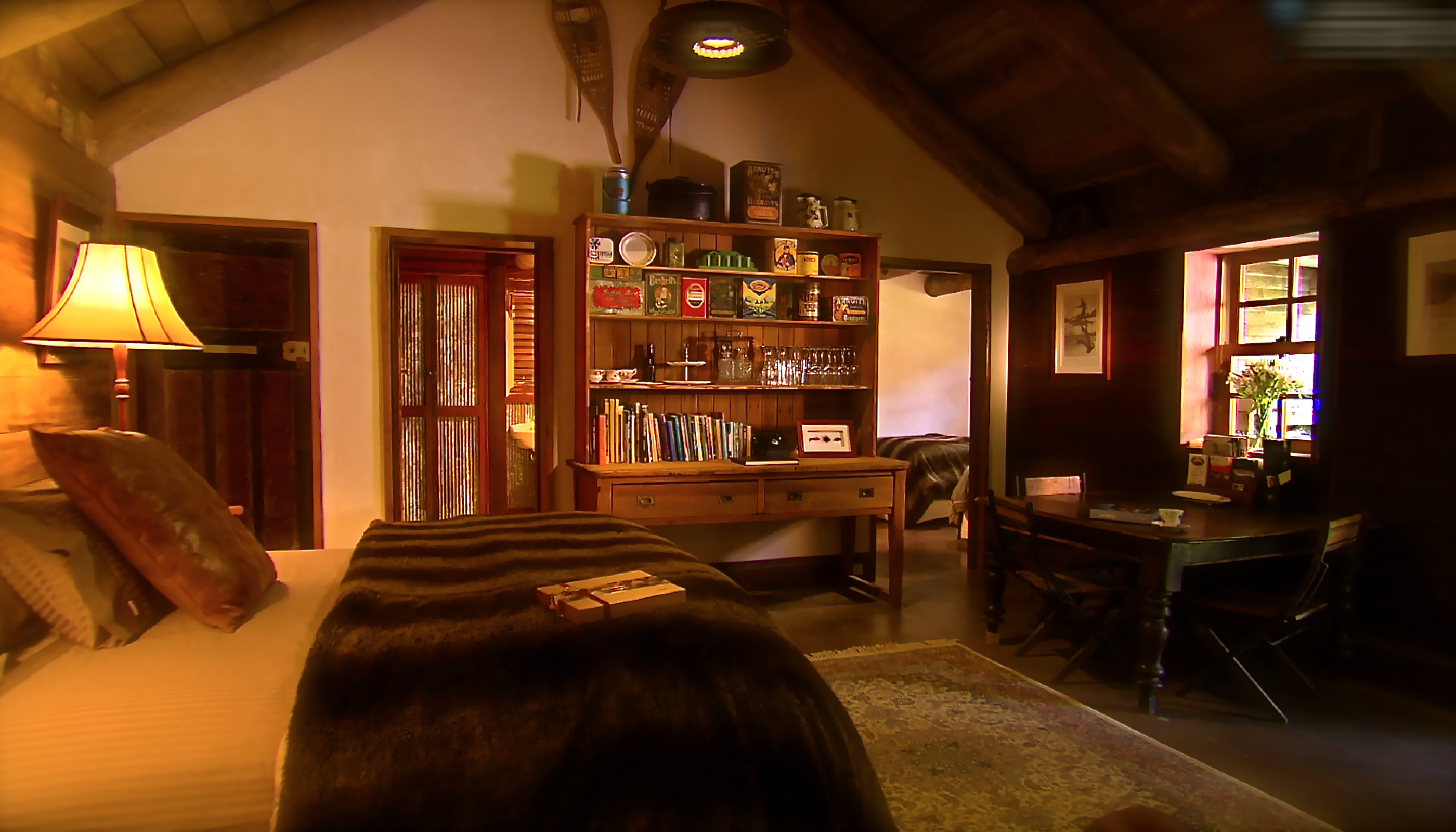 Inside Moonbah River Hut Luxury Log Cabins