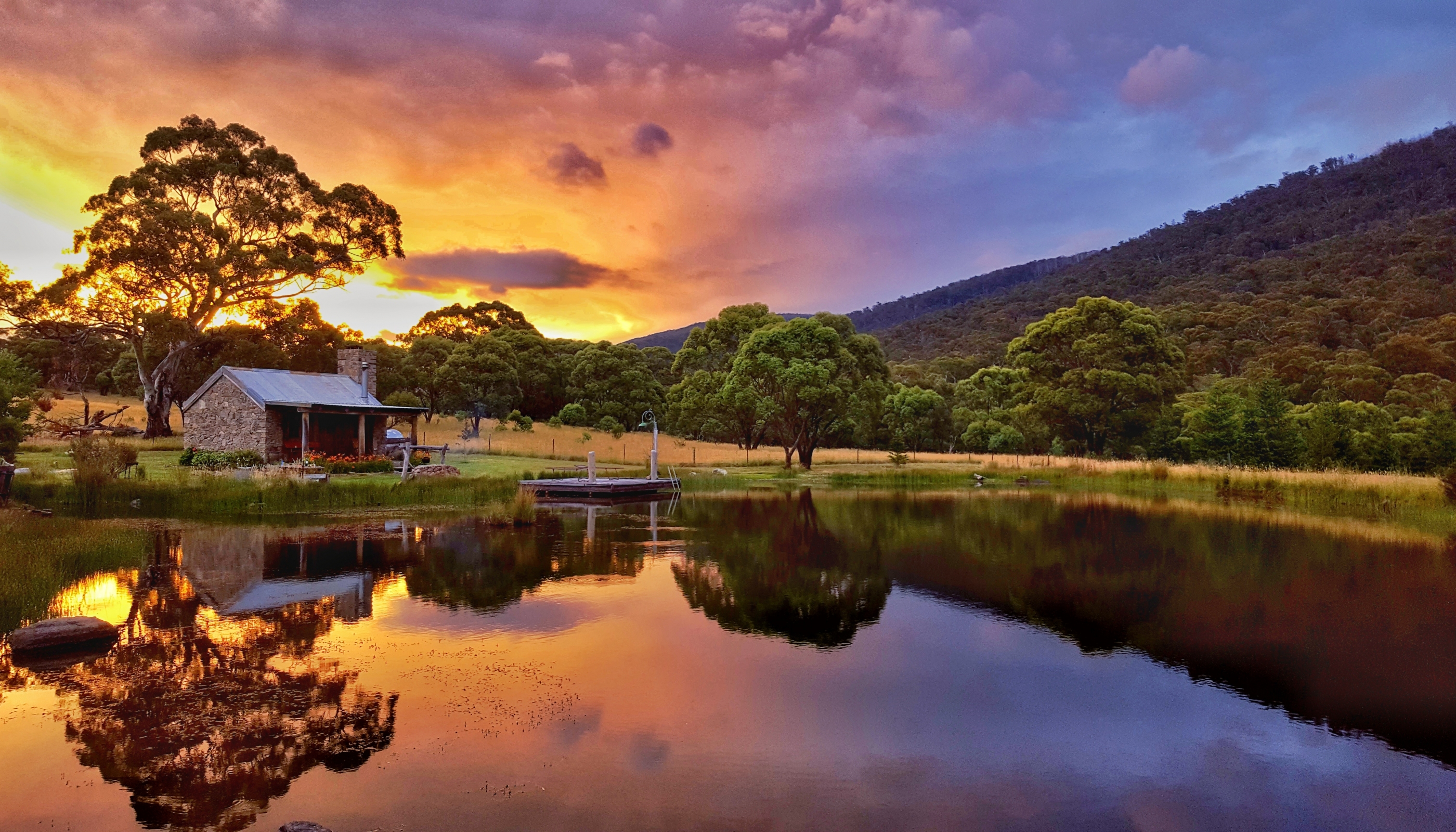 Sunset Moonbah Lake Hut Photo by guest Colin Chang